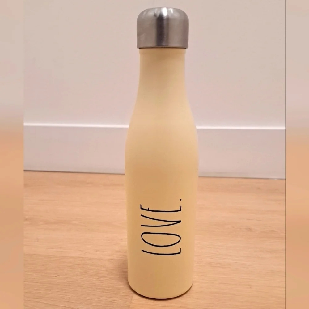 Rae Dunn Insulated Inscribed 'Love' Stainless Steel Cream‎ Silver Water Bottle